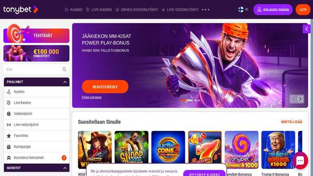 Tonybet casino screenshot